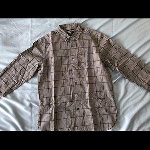 Claiborne Slim Fit Gray and Black Plaid Shirt